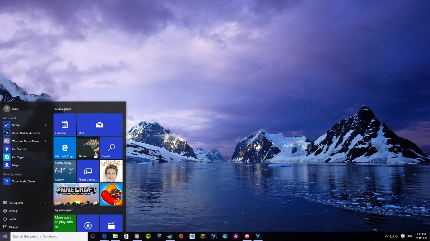 Фоновые рисунки Windows 10